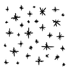 Stars, simple note sketch, hand drawn illustration, black pencil, transparent background, PNG