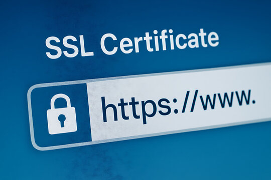 SSL Secure Connection Close-Up &ndash; Browser Lock Icon, HTTPS Encryption, and Web Security Interface

