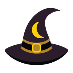 Witch Hat with Tiny Pumpkin, Halloween Vector Clipart