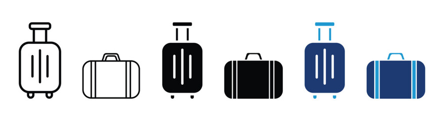 Valise, baggage, luggage icon set. Luggage suitcase, travel bag icons. Trip baggage sign. vector illustration . 