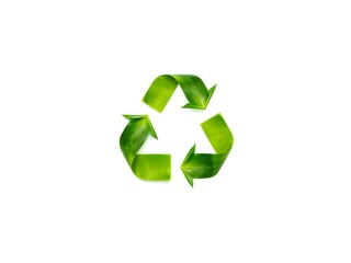 Obraz premium Recycling Leaves Icon on Light Background – Eco-Friendly Concept of Sustainable Production, Eco Plastic, and Green Fuel (AI Generated)