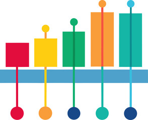 Colorful illustration vector set with business infographic elements, office supplies, and design symbols