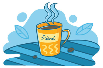 Personalized coffee mug design with custom name or photo illustration