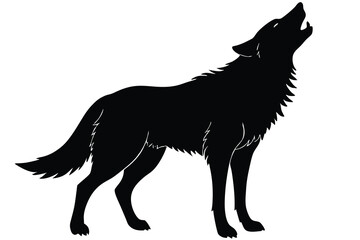 howling wolf silhouette-vector art illustrations 