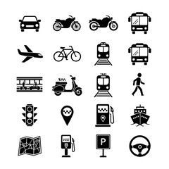transportation icons set