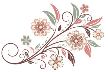 Minimal Bohemian Floral Clipart with Rustic Leaves