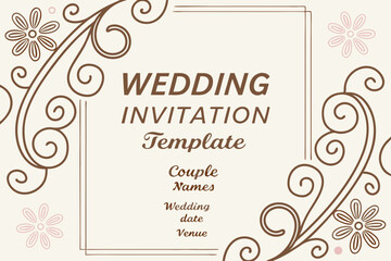 Elegant Wedding Invitation Card with Floral Border