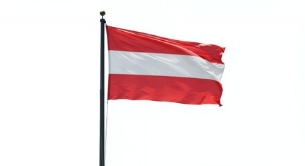 Austrian Flag Waves Proudly Against a Bright White Sky
