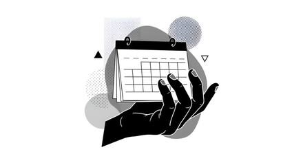 Schedule in hand Time management illustration
