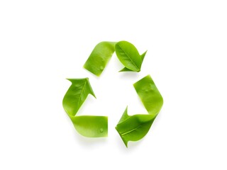 Obraz premium Recycling Leaves Icon on Light Background – Eco-Friendly Concept of Sustainable Production, Eco Plastic, and Green Fuel (AI Generated)