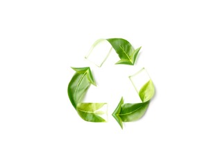 Recycling Leaves Icon on Light Background &ndash; Eco-Friendly Concept of Sustainable Production, Eco Plastic, and Green Fuel (AI Generated)