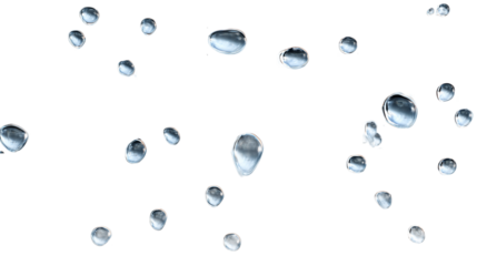 Realistic Water Drops on Transparent Background – Light Gray Tone