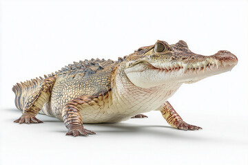 realistic crocodile on plain white background