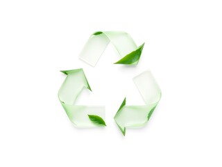 Obraz premium Recycling Leaves Icon on Light Background – Eco-Friendly Concept of Sustainable Production, Eco Plastic, and Green Fuel (AI Generated)