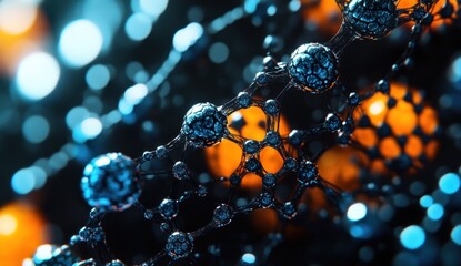 Close-up view of a complex molecular structure.