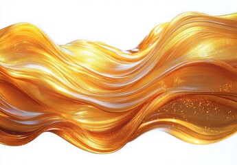 Smooth flowing waves of shimmering golden fabric or liquid with bright highlights creating a sense of fluidity and motion