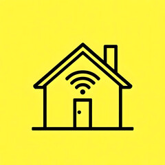 Fototapeta premium Vector Icon of a House with Wi-Fi Signal in the Center, Simple and Modern Design For Smart Home Interface 