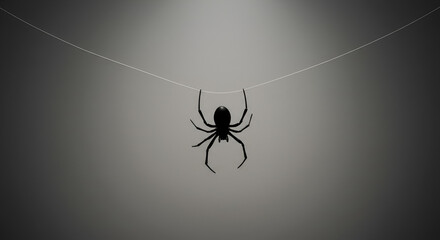 Spider suspends from the webs single strand