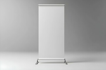 Blank Roll-Up Banner Mock-Up in Spacious Exhibition Hall for Professional Event Branding Display