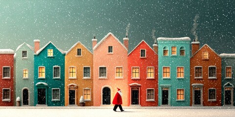 Santa's Stroll: A Whimsical Christmas Village in a Winter Wonderland