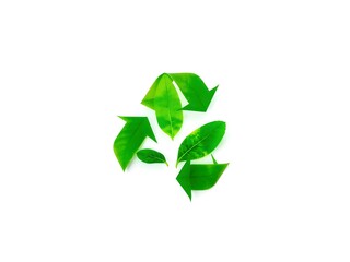 Recycling Leaves Icon on Light Background – Eco-Friendly Concept of Sustainable Production, Eco Plastic, and Green Fuel (AI Generated)