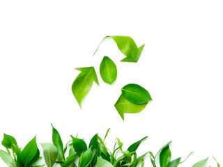 Recycling Leaves Icon on Light Background – Eco-Friendly Concept of Sustainable Production, Eco Plastic, and Green Fuel (AI Generated)