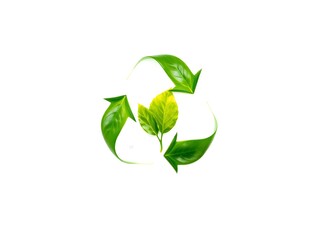 Recycling Leaves Icon on Light Background – Eco-Friendly Concept of Sustainable Production, Eco Plastic, and Green Fuel (AI Generated)
