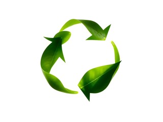 Recycling Leaves Icon on Light Background – Eco-Friendly Concept of Sustainable Production, Eco Plastic, and Green Fuel (AI Generated)