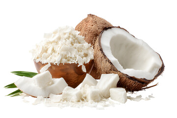 Fresh Coconut Flakes and Chunks, Ready for Culinary Use
