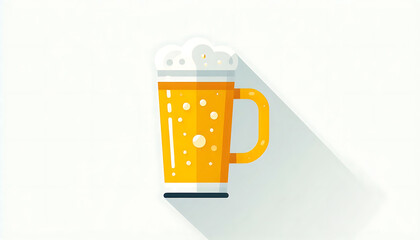 A flat illustration of a single golden beer glass with bubbles
