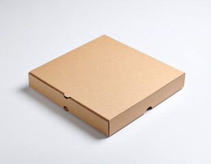 Minimal Kraft Pizza Box Mockup on White Studio Background