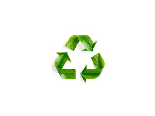Recycling Leaves Icon on Light Background – Eco-Friendly Concept of Sustainable Production, Eco Plastic, and Green Fuel (AI Generated)