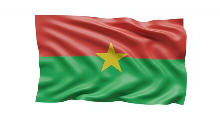 Obraz premium Burkina Faso's vibrant flag billows proudly, showcasing its rich history and national identity.
