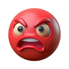 Fototapeta premium 3D Furious red emoji face expression on transparent background