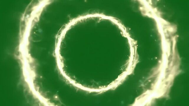 Luminous Green Screen Footage Video Glowing Rings Abstract Background
