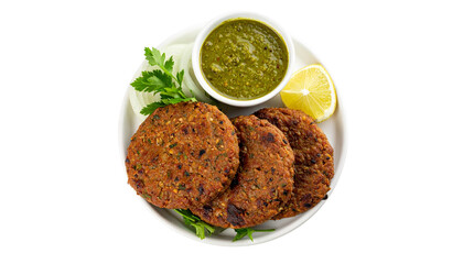 Chapli kabab isolated on white background. 