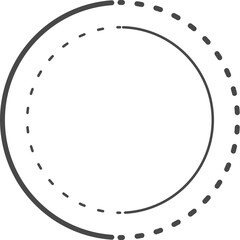 Simple drawing of circle. Dotted line.