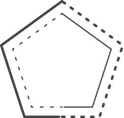 Simple drawing of pentagon. Dotted line.