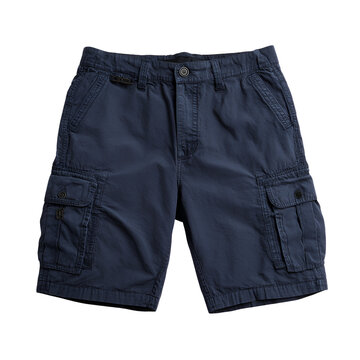 Classic navy blue cargo shorts with multiple pock