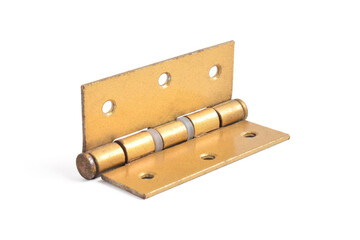 Brass door hinge isolated on white background