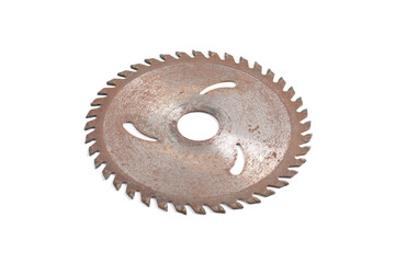Rusty Circular saw blade for wood work isolated on white background
