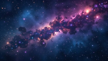 Realistic Cosmos Background with Stardust, Nebula, and Shining Stars in a Colorful Galaxy