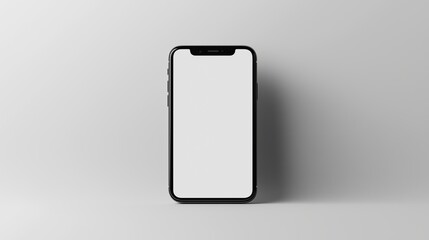 Sleek smartphone with blank screen against minimalist gray background