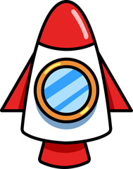 Cartoon red rocket SVG vector illustration.