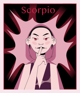 Scorpio Zodiac Sign Woman. Mysterious and Intense Vector Portrait