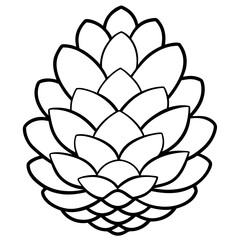 Minimal Pinecone Line Art Illustration 