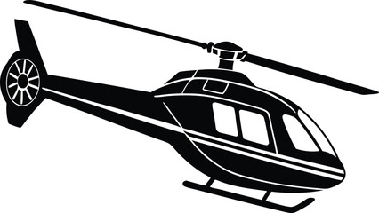 Flat Silhouette of Private and Commercial Helicopters – Transparent Background Vector Illustration
