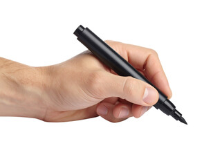  Close-Up of Hand Holding Black Marker Pen Writing