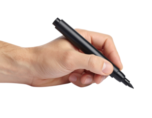  Close-Up of Hand Holding Black Marker Pen Writing