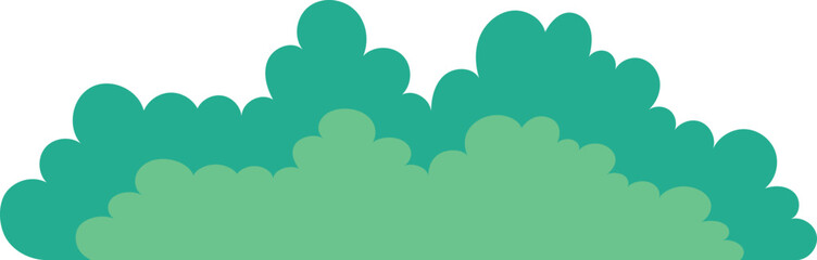 Flat green bush with rounded simple leafy shapes illustration
